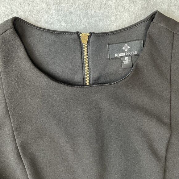 Ronni Nicole Black with Red Accentuating Stripes Sheath Women's Dress Size 10 - Picture 2 of 7